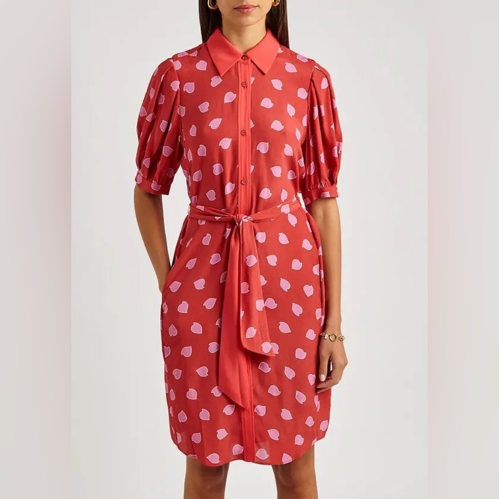 Diane Von Furstenberg Pink Puff Sleeve Midi Dress